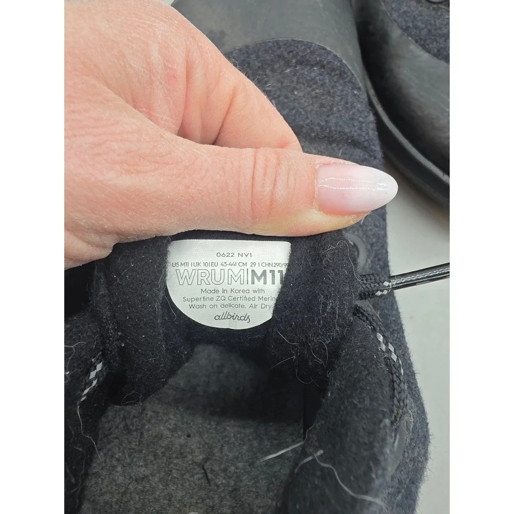 Allbirds Wool Runner-up Mizzle Mens Black Charcoal Mid‎ Top Sneakers WRUMM11